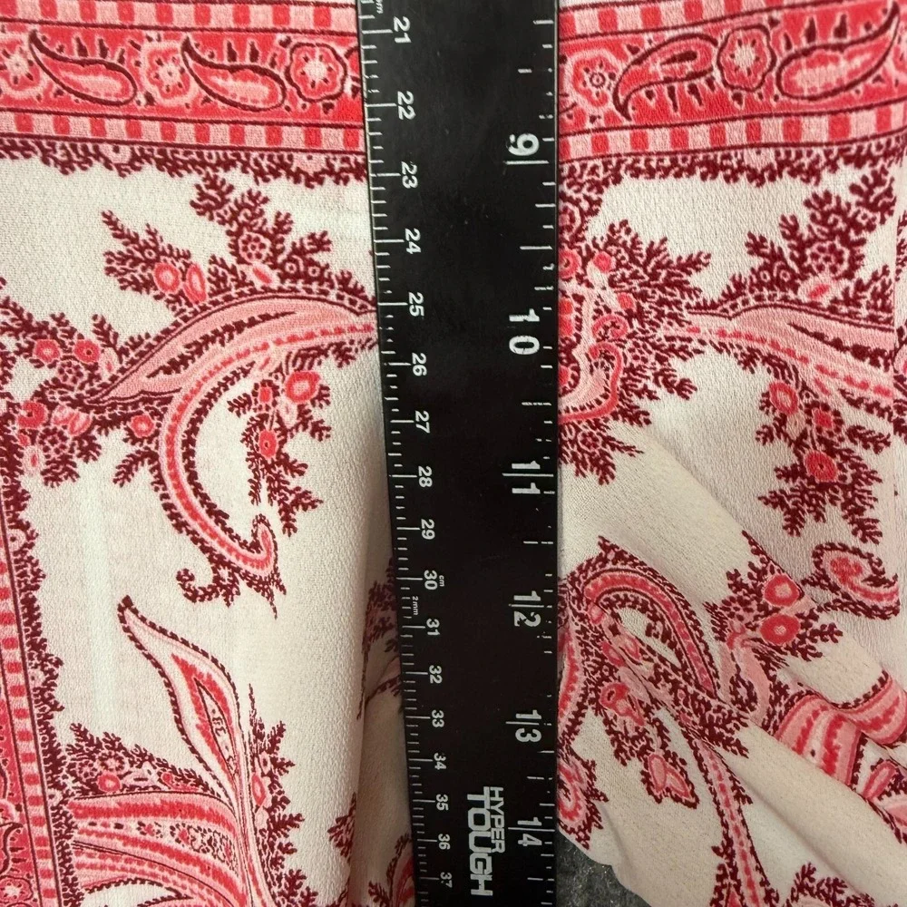 Michael Michael Kors Pants Womens Large Pink Print Wide Leg Crop Palazzo Pull On